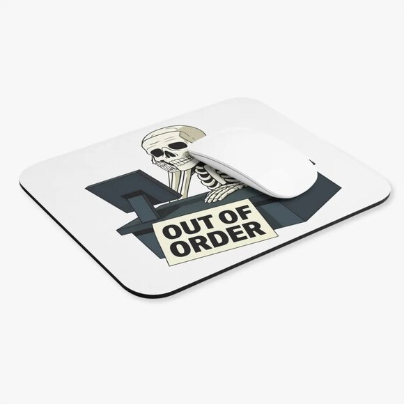 Funny Skeleton Mouse Pad: Out of Order Office Desk Accessory - Picture 3 of 3